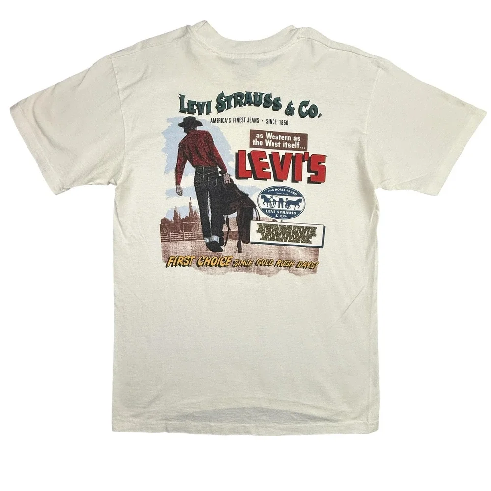 Levi's T-Shirt Mens Medium Vintage 80's Western Cowboy Graphic USA Single Stitch